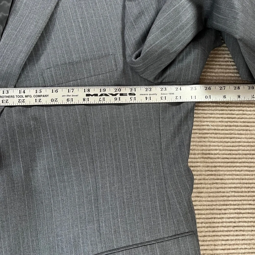 Hart Schaffner Marx Mens 50R‎ Gray Pinstripe Blazer Two Button Suit Jacket USA